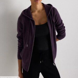 Quince Mongolian Cashmere Full-Zip Hoodie S Rich Deep Orchid Purple NWT